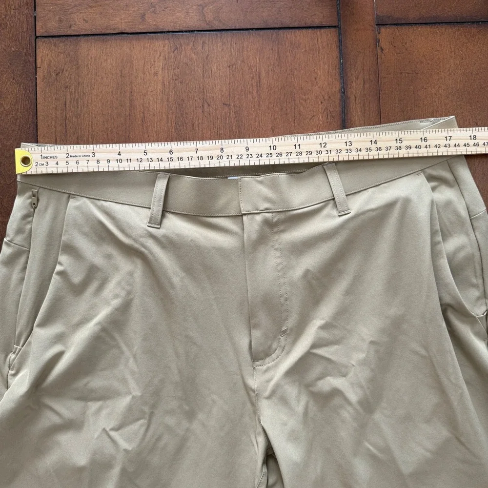 Fabletics Mens The One‎ Pant Tan Khaki Technical Stretch Commuter Chinos 35x31